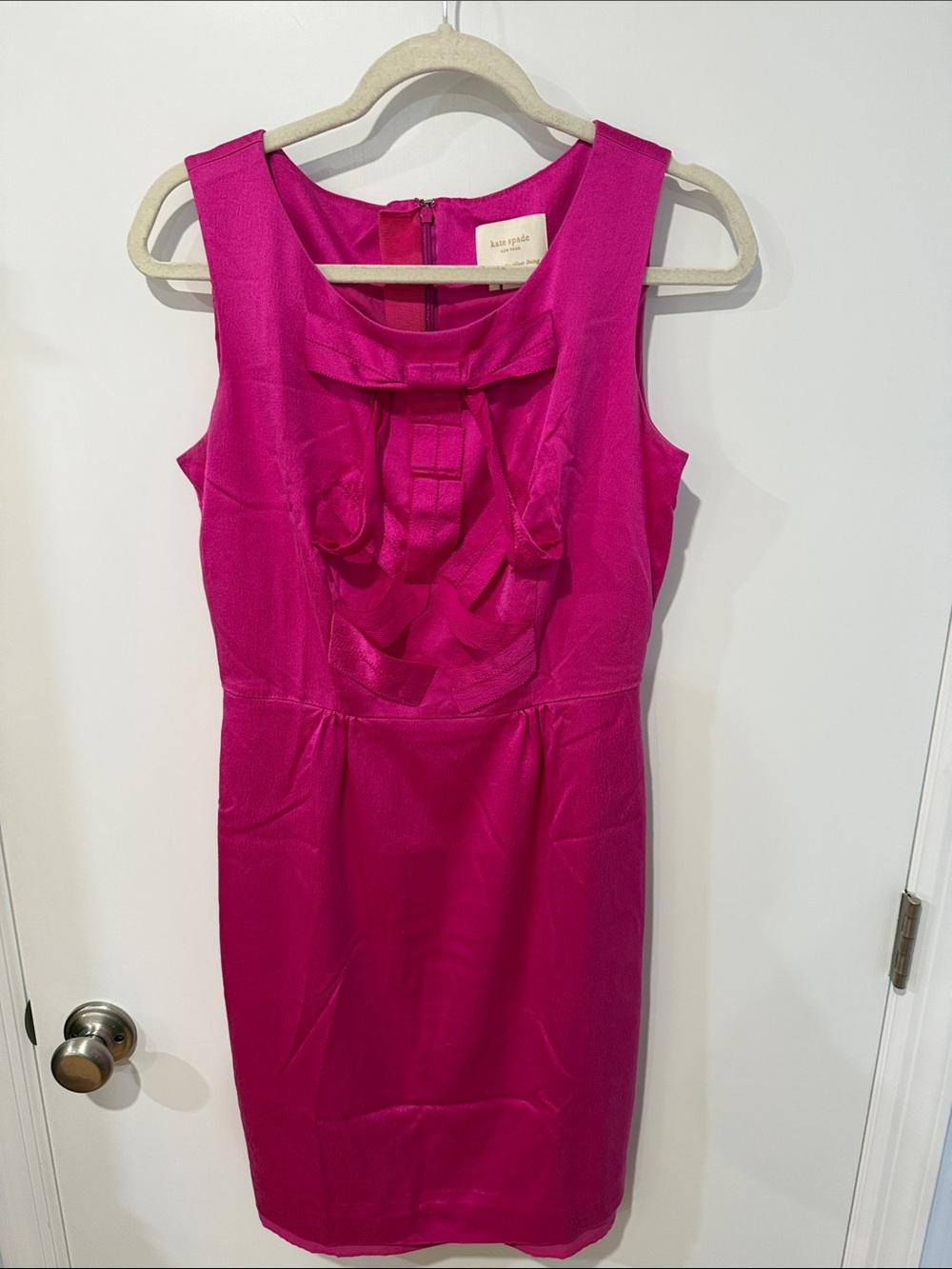 kate spade Silk Hot Pink Ruffle-Front Sleeveless Sheath Dress
